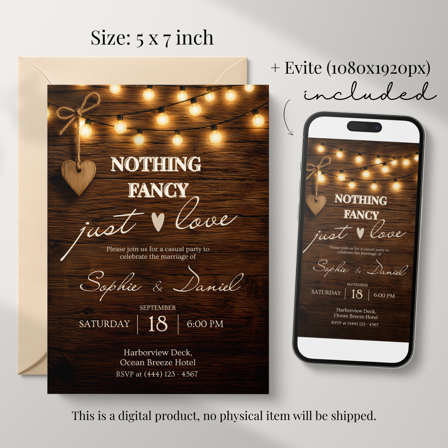 Brown Rustic Wedding Invitation