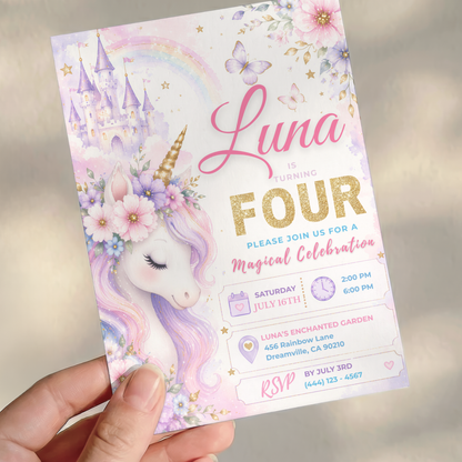Magical Celebration — Unicorn Birthday Invitation Template