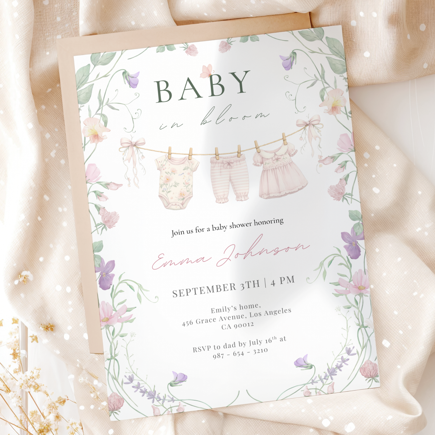 Floral Baby in Bloom Invitation