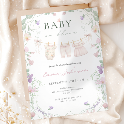Floral Baby in Bloom Invitation