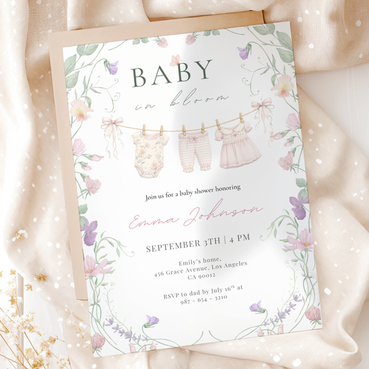 Floral Baby in Bloom Invitation