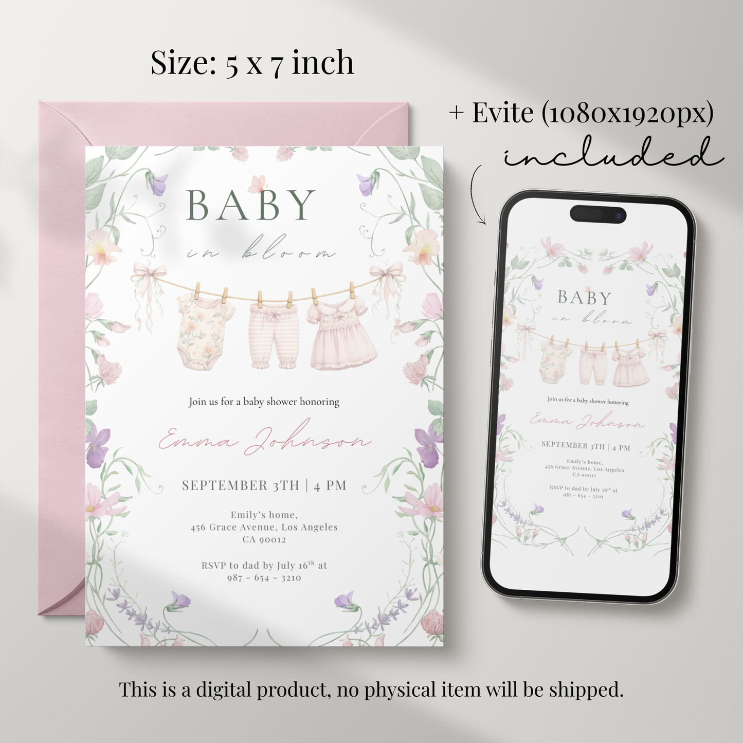 Floral Baby in Bloom Invitation