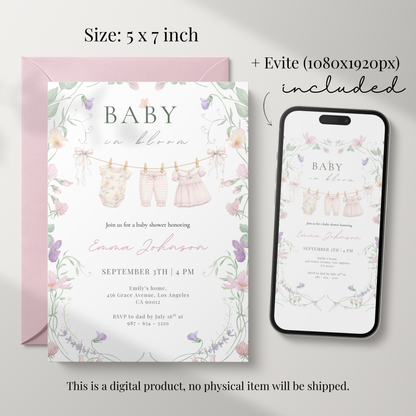 Floral Baby in Bloom Invitation