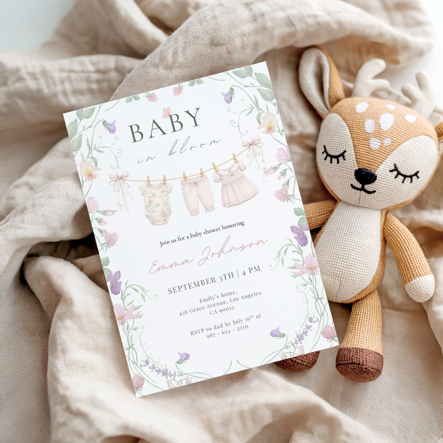 Floral Baby in Bloom Invitation