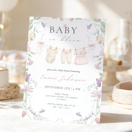 Floral Baby in Bloom Invitation
