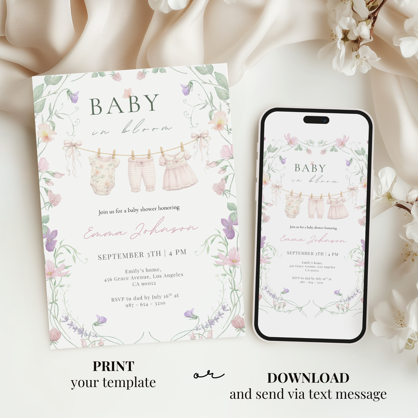Floral Baby in Bloom Invitation
