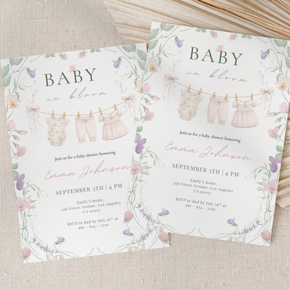 Floral Baby in Bloom Invitation