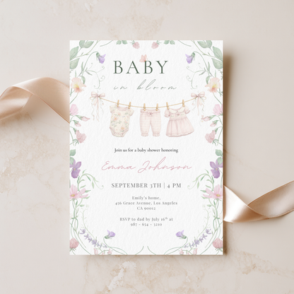 Floral Baby in Bloom Invitation