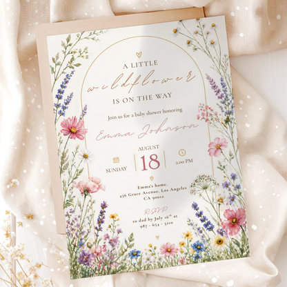Watercolor Baby in Bloom Invitation