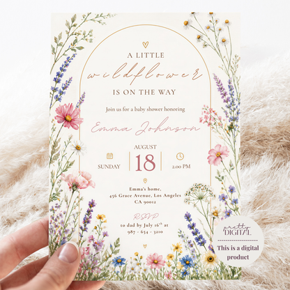 Watercolor Baby in Bloom Invitation