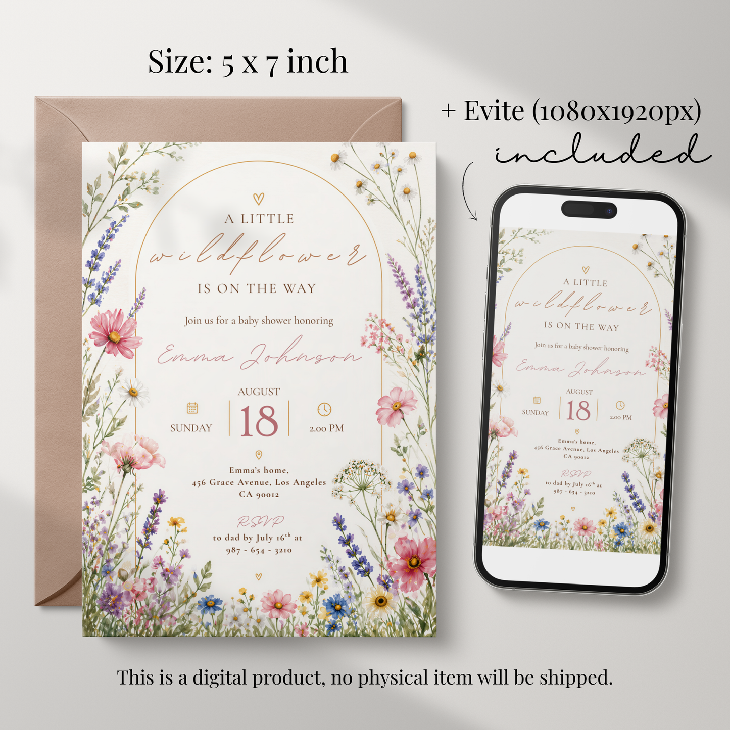 Watercolor Baby in Bloom Invitation