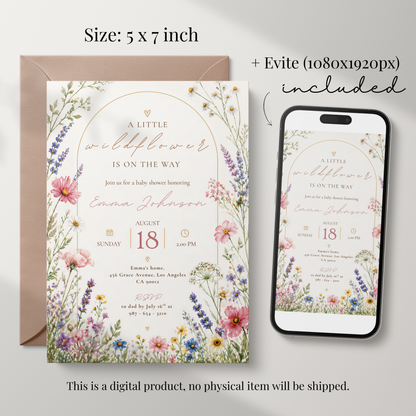 Watercolor Baby in Bloom Invitation