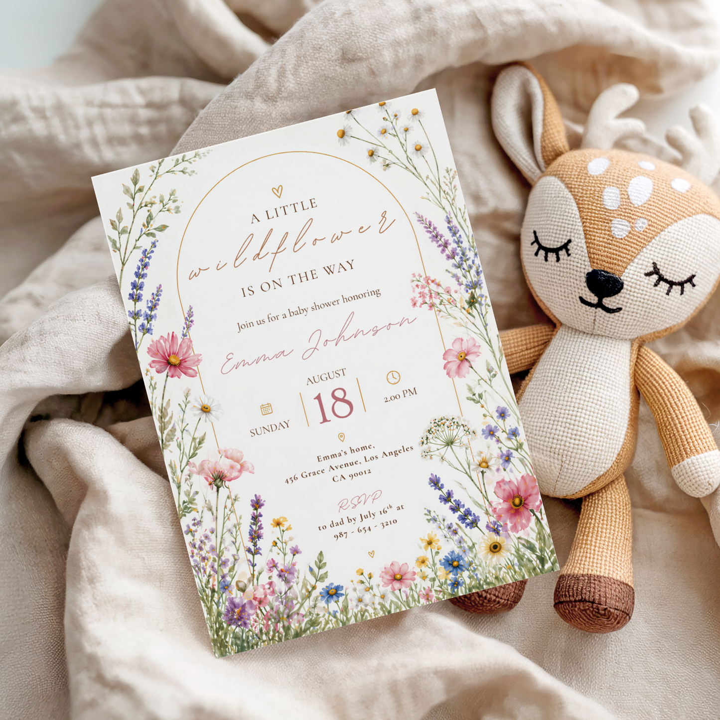 Watercolor Baby in Bloom Invitation