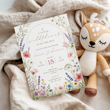 Watercolor Baby in Bloom Invitation