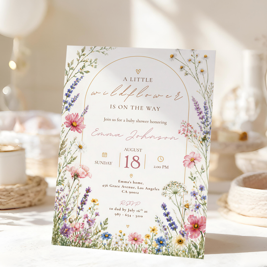 Watercolor Baby in Bloom Invitation