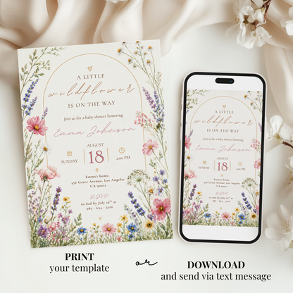 Watercolor Baby in Bloom Invitation