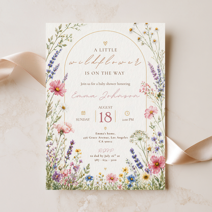 Watercolor Baby in Bloom Invitation