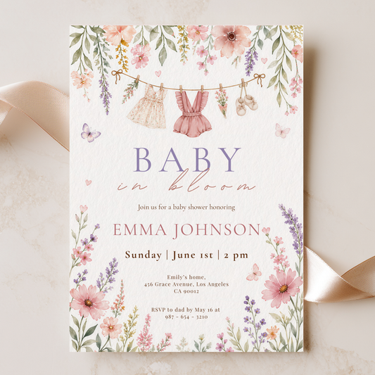 Soft Baby in Bloom Invitation