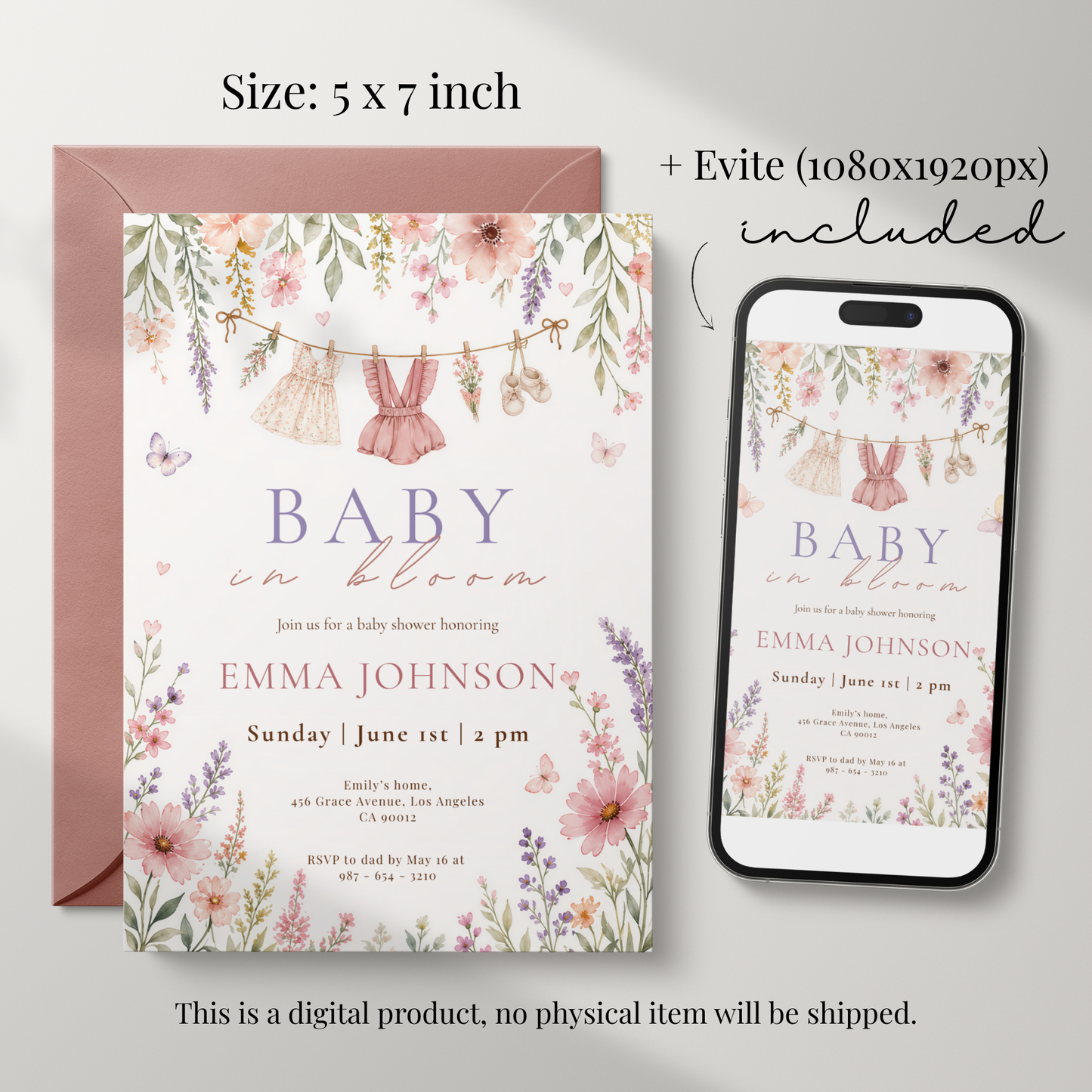 Soft Baby in Bloom Invitation