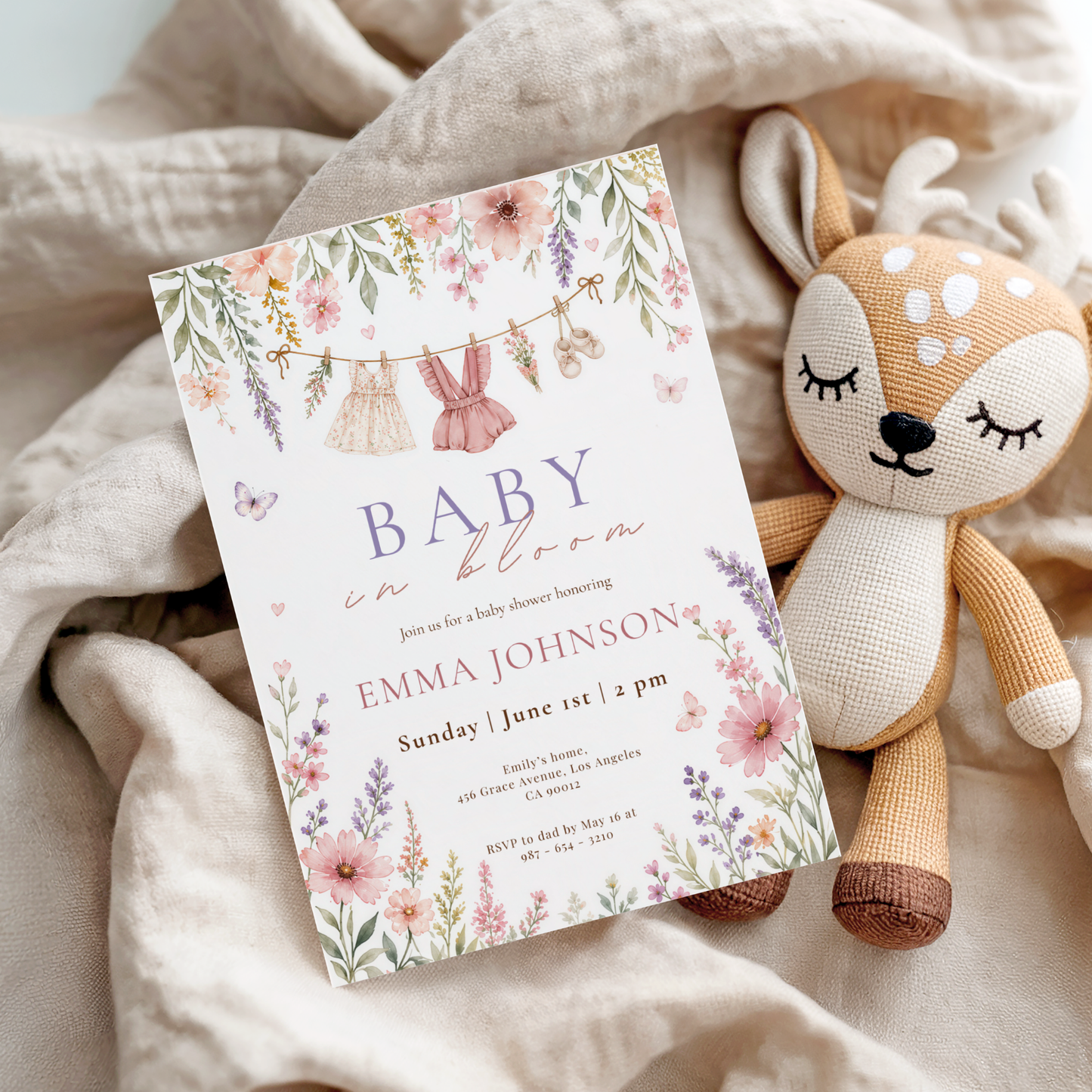 Soft Baby in Bloom Invitation