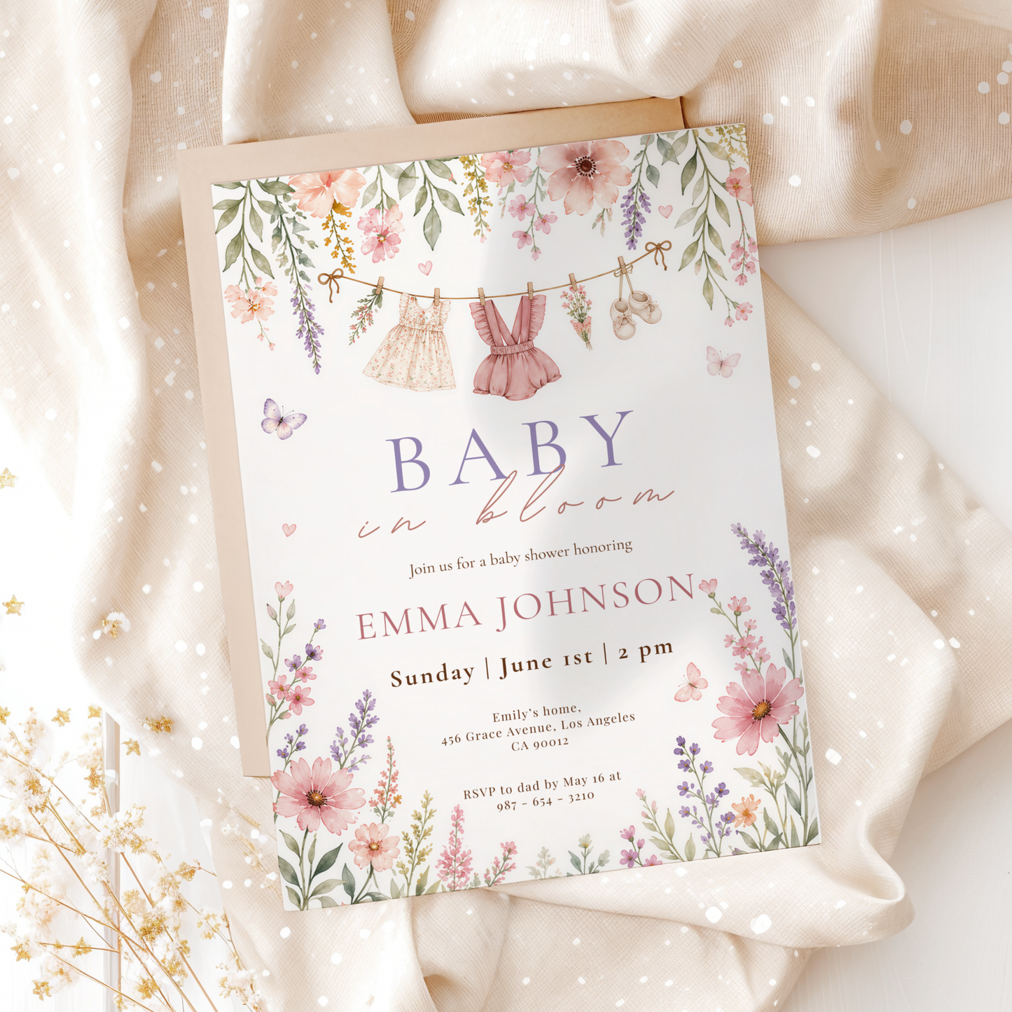 Soft Baby in Bloom Invitation