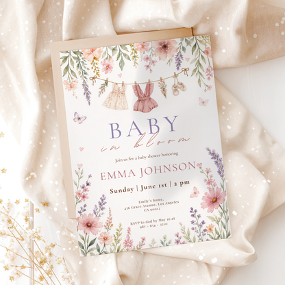 Soft Baby in Bloom Invitation
