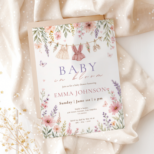 Soft Baby in Bloom Invitation