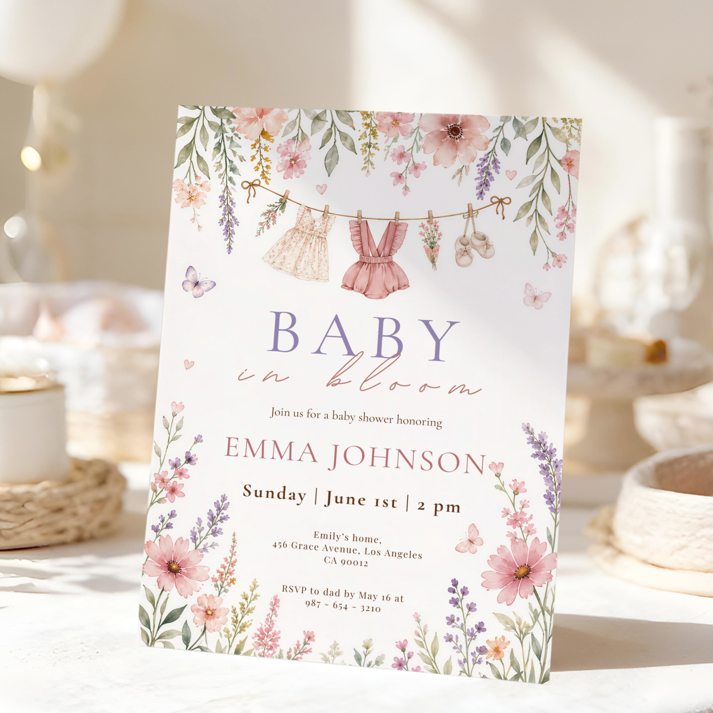 Soft Baby in Bloom Invitation