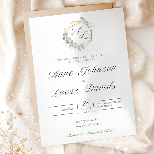 Elegant Minimalist Wedding Invitation