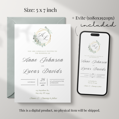 Elegant Minimalist Wedding Invitation