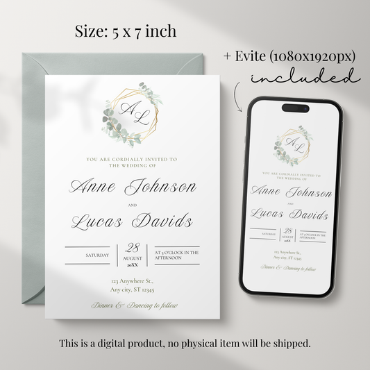 Elegant Minimalist Wedding Invitation