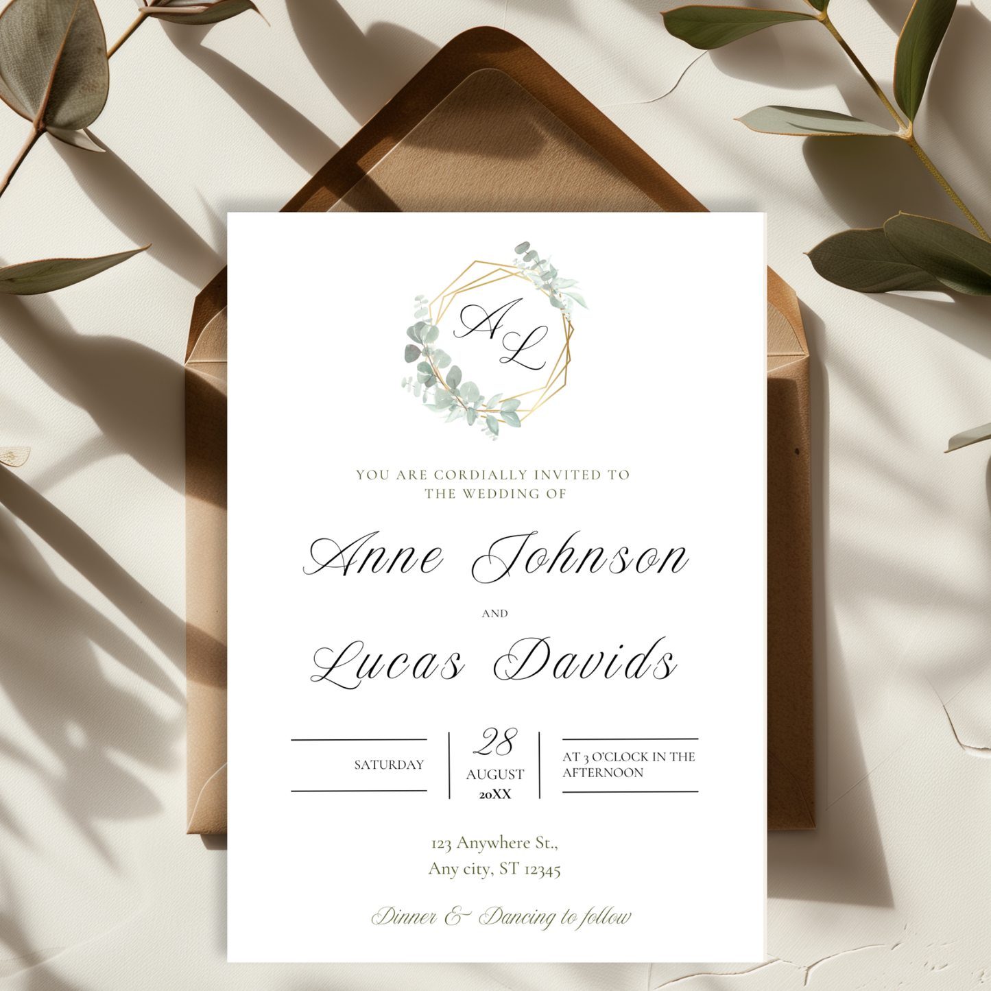 Elegant Minimalist Wedding Invitation