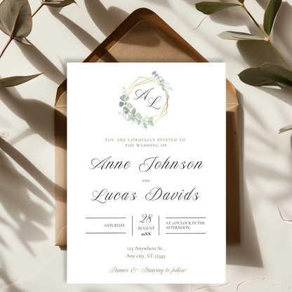 Elegant Minimalist Wedding Invitation