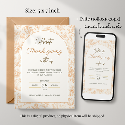 Celebrate Thanksgiving — Modern Thanksgiving Invitation Template