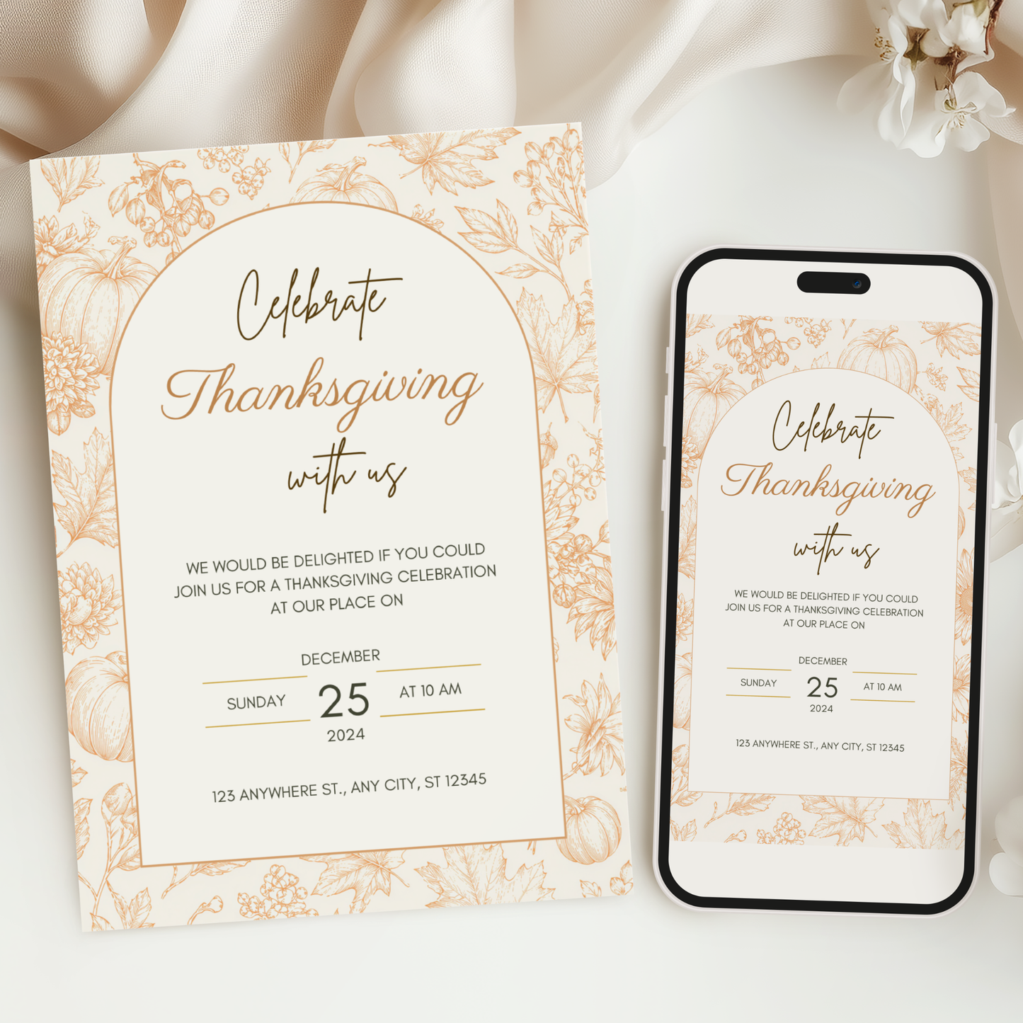 Celebrate Thanksgiving — Modern Thanksgiving Invitation Template