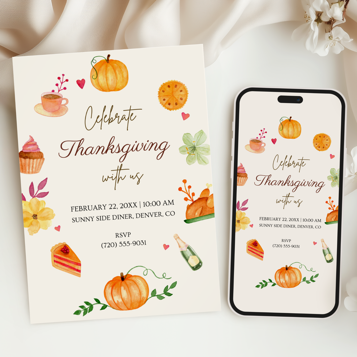 Celebrate Thanksgiving — Diner-Style Thanksgiving Invitation Template
