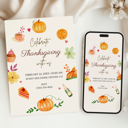 Celebrate Thanksgiving — Diner-Style Thanksgiving Invitation Template