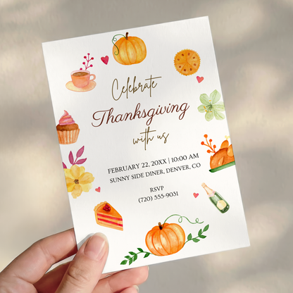 Celebrate Thanksgiving — Diner-Style Thanksgiving Invitation Template