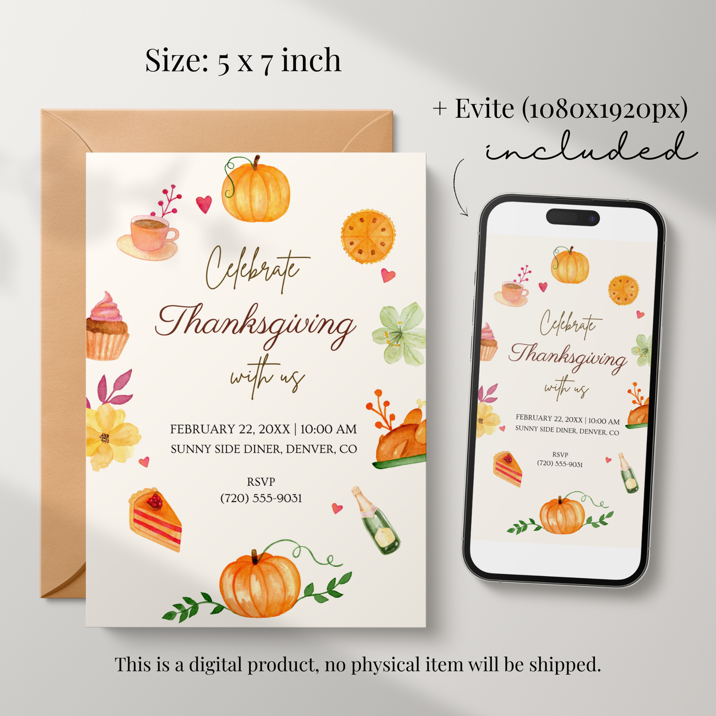 Celebrate Thanksgiving — Diner-Style Thanksgiving Invitation Template