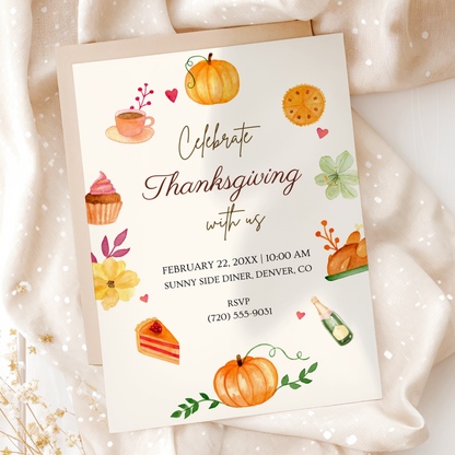 Celebrate Thanksgiving — Diner-Style Thanksgiving Invitation Template