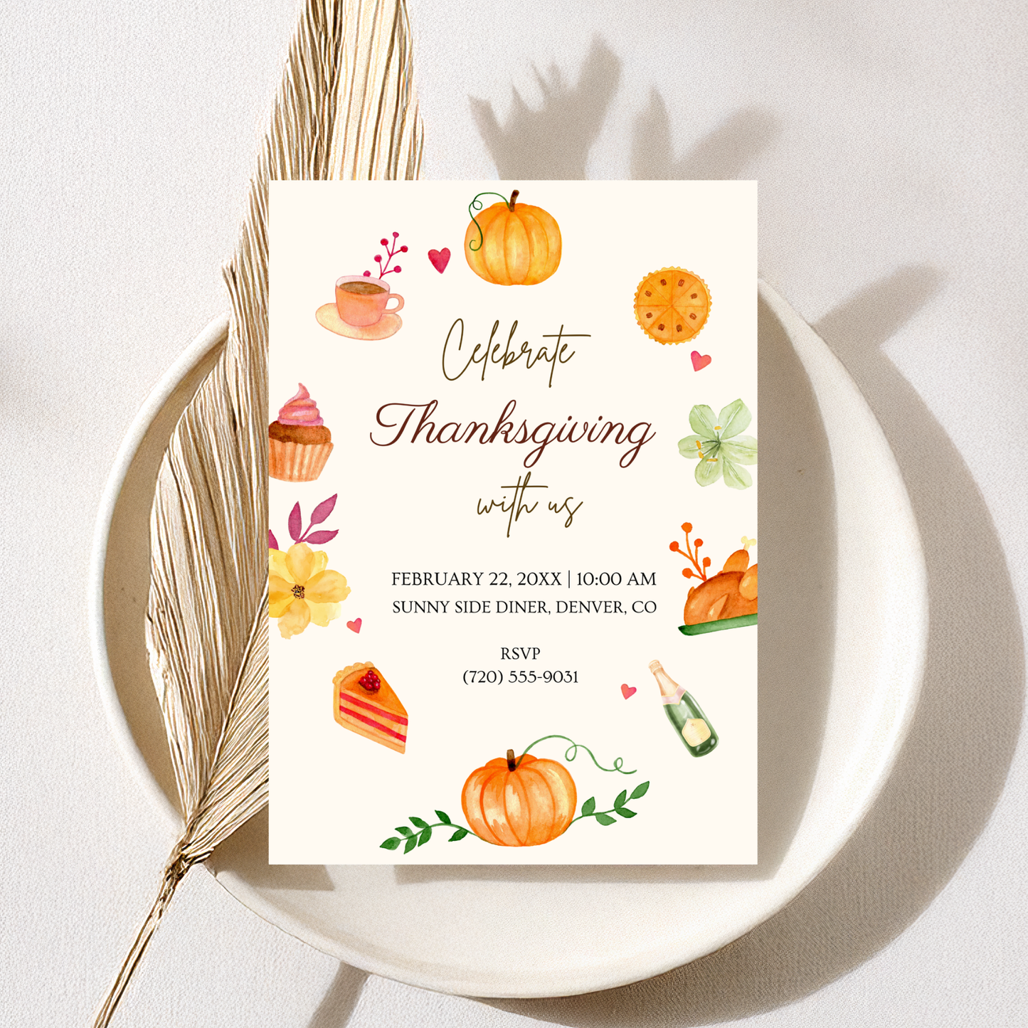 Celebrate Thanksgiving — Diner-Style Thanksgiving Invitation Template
