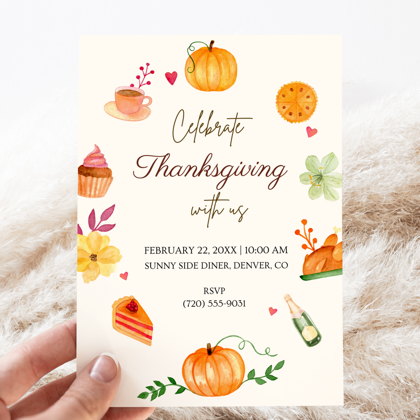 Celebrate Thanksgiving — Diner-Style Thanksgiving Invitation Template