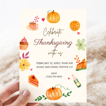 Celebrate Thanksgiving — Diner-Style Thanksgiving Invitation Template