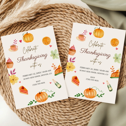 Celebrate Thanksgiving — Diner-Style Thanksgiving Invitation Template