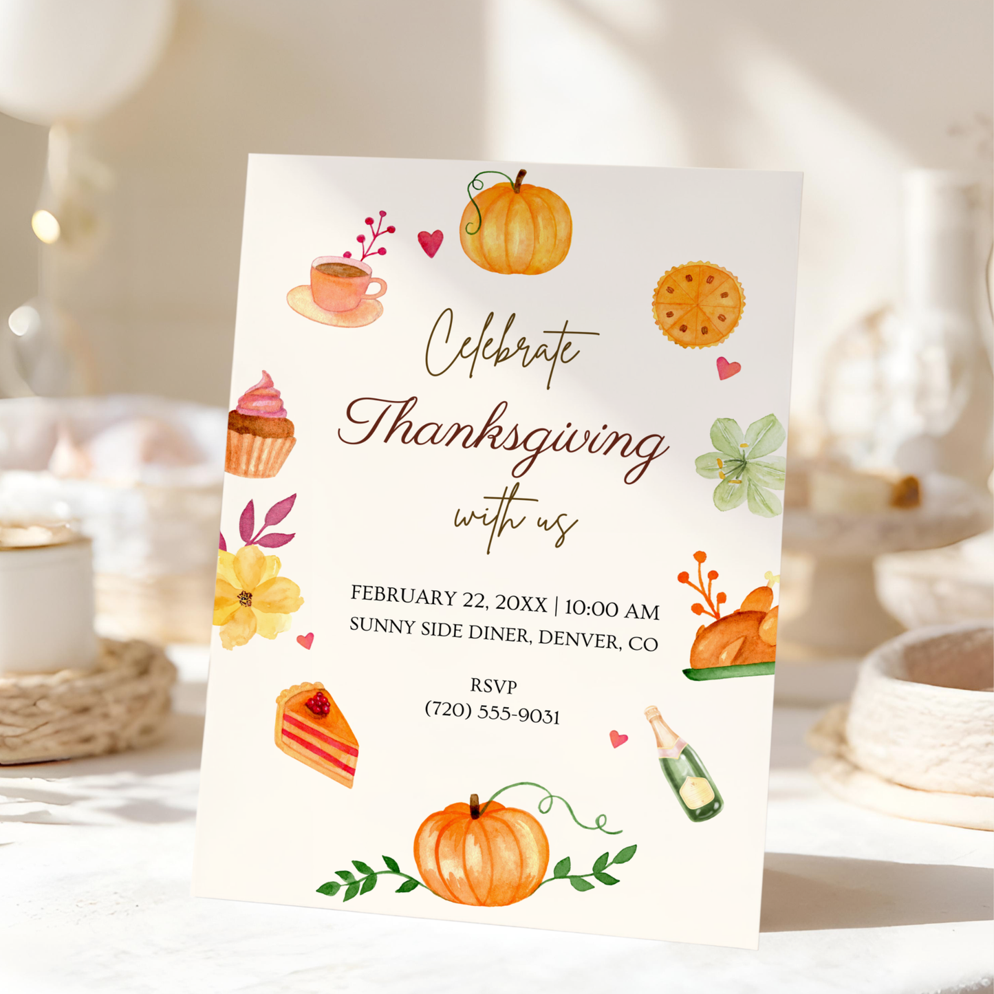 Celebrate Thanksgiving — Diner-Style Thanksgiving Invitation Template