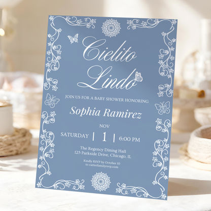 Cielito Lindo Blue — Baby Shower Invitation Template