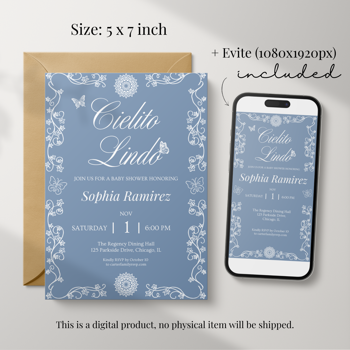 Cielito Lindo Blue — Baby Shower Invitation Template