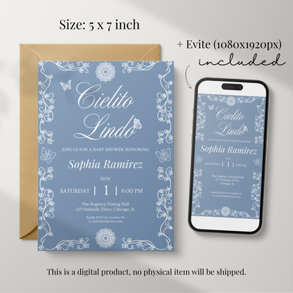 Cielito Lindo Blue — Baby Shower Invitation Template