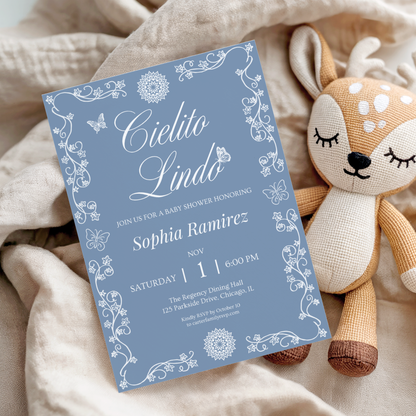 Cielito Lindo Blue — Baby Shower Invitation Template