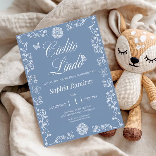 Cielito Lindo Blue — Baby Shower Invitation Template
